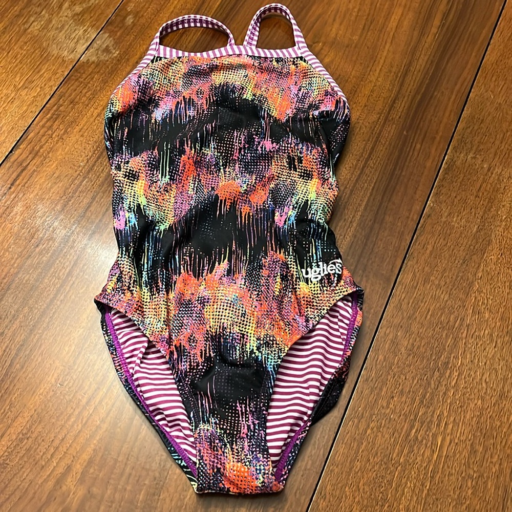 NEW! Uglies patterned suit with purple stripe size 28